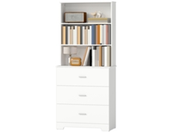 Estante 6 Níveis com 3 Gavetas e 3 Prateleiras Abertas (armário Alto, Branco, 79x39,5x182,2 Cm)