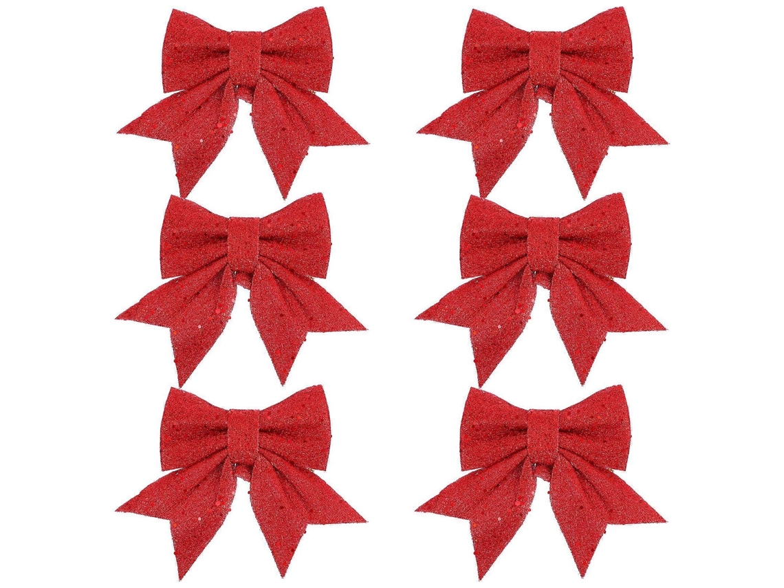 Enfeites de Natal Omni 6 com Laços, Decorações de Natal para Pendurar, Decorações Delicadas para o Natal e Ocasiões Festivas, 14x12cm, Vermelho