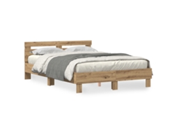 Estrutura De Cama Contemporânea De Carvalho Maciça Vidaxl Castanho Madeira De Carvalho Maciça (140x190 Cm)
