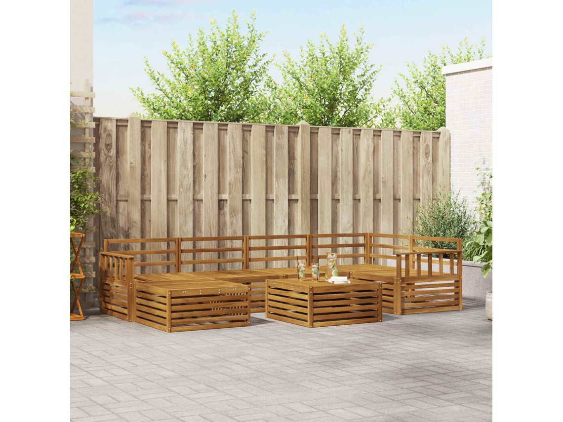 Vidaxl Conjunto De Sofás Para Exterior 7 Pcs Natural