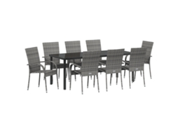 Conjunto 5 Jantar No Jardim Vidaxl Cinzento Vime Pe (200 X 80 X 73 Cm)