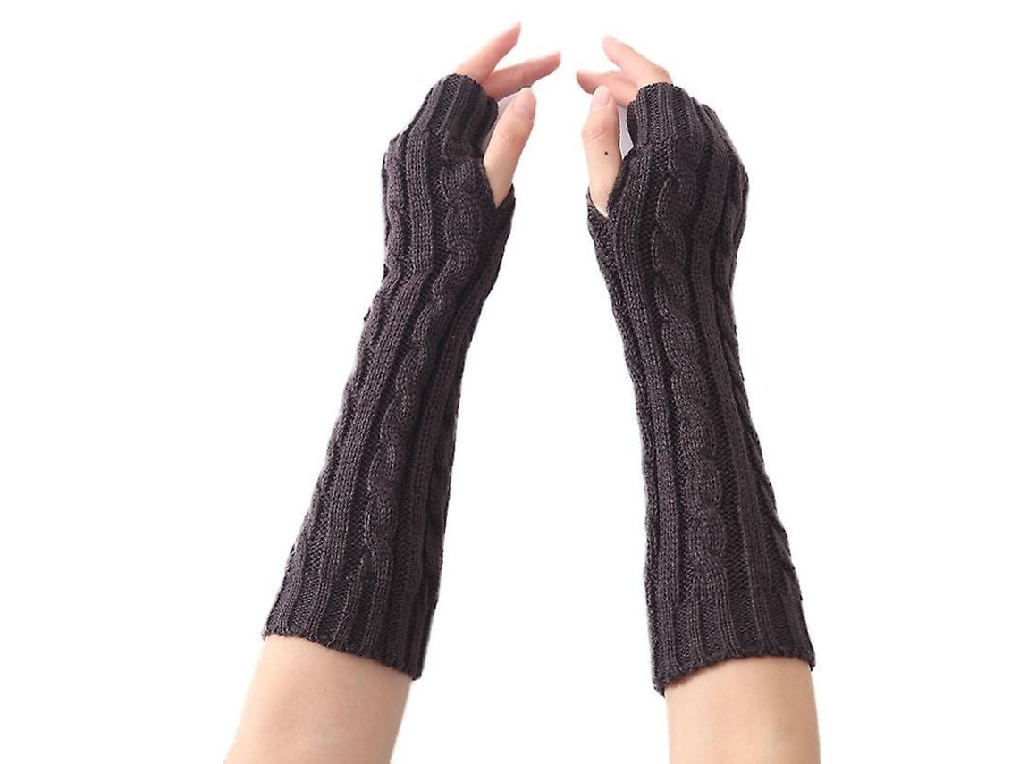 2026 guantes Sin Dedos de Punto Cable para Mujer, Calentadores de Muñecas para Invierno, Otoño Y Primavera, Estilo Casual de 30cm