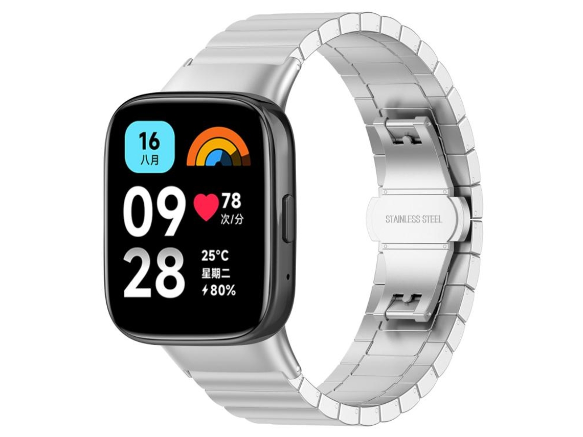 Bracelete para Redmi Watch 3 Active / Lite em aço inoxidável com conta de bambu prata XIAOMOYU (20mm)