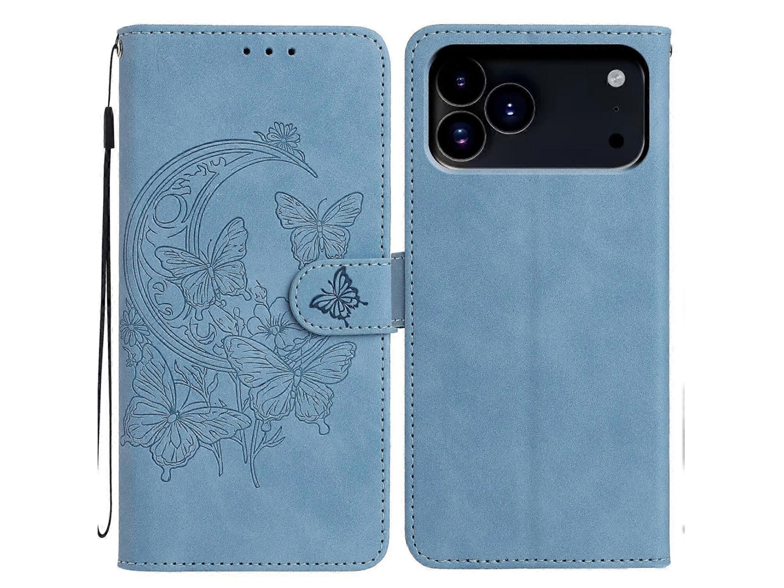 Capa De Celular De Couro Com Estampa De Dança De Borboleta Ao Luar