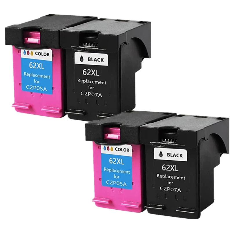 2 Tinteiros Pretos E A Cores Para Hp 62 62xl Para Impressoras Hp Envy 5540, 5640, 7640, 5646, 5546, 5541, 5542, 5543, 5544, 5547, 5548, 5642 E 5644.