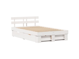 Conjunto 1 Cama De Madeira Vidaxl Branco Madeira De Pinho Maciça (120 X 190 Cm)
