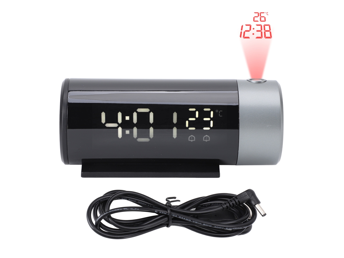 Despertador Rebe-Clock com Projeção e Monitor de Temperatura, Visor LED Vermelho, Formato 12/24 horas