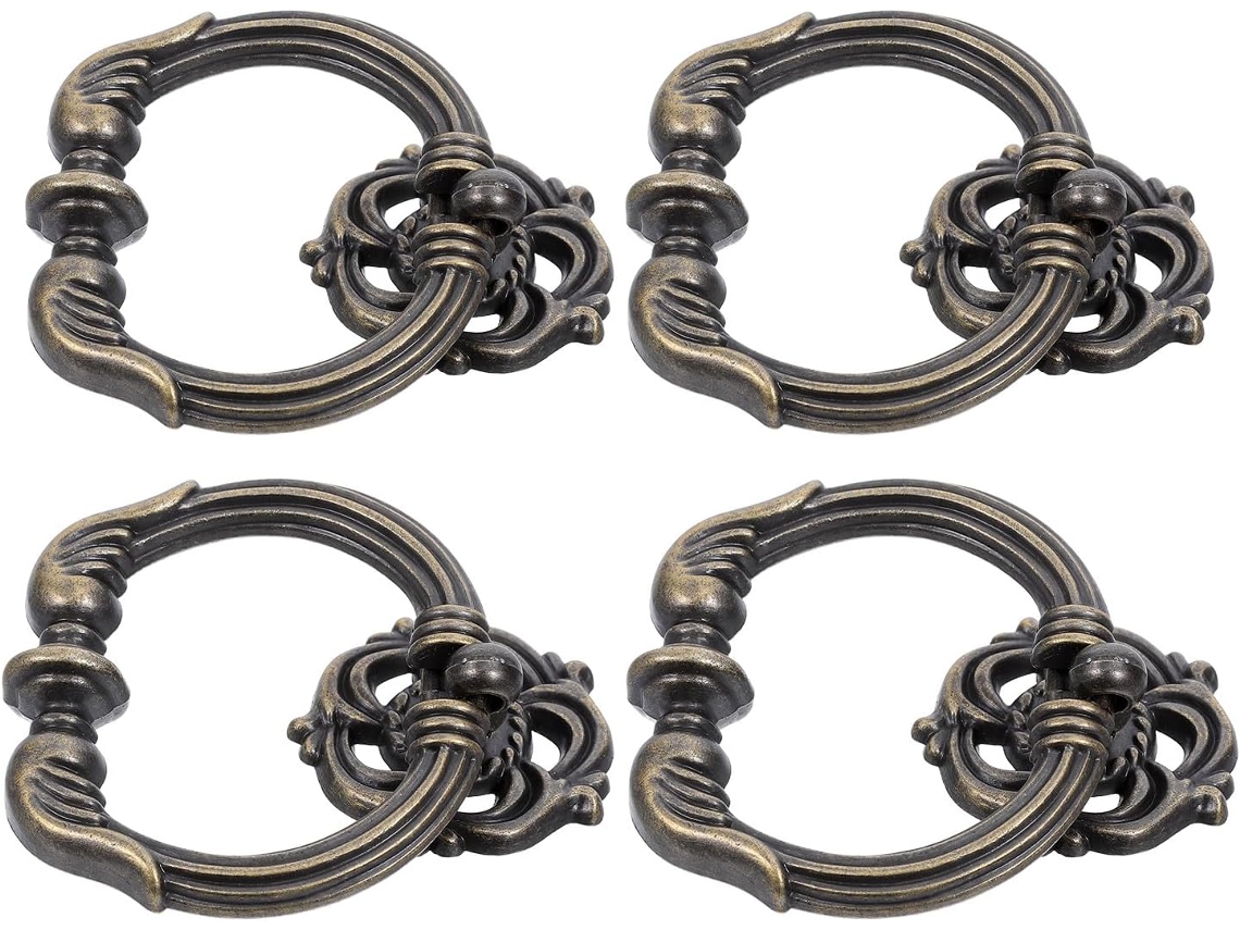 Puxadores De Gaveta Vintage Kichvoe 4com Argola Em Bronze Antigo, Ferragens De Liga Zinco Com Furo Único Para Armários
