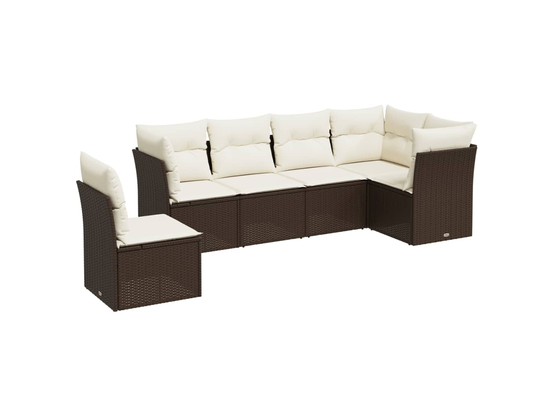 Maison Exclusive - 7 Pcs Conjunto De Sofás Jardim C/ Almofadões Vime Pe Castanho