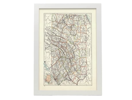 Cartazes Geográficos De NACNIC Em Estilo Vintage Mapa Da Pensilvânia De 1885 Ilustrações De Ex Mapamundis Em Tons De Sépia Tamanho A4 Com Quadro Preto