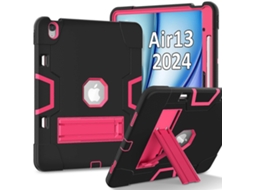 Capa de silicone estilo robô com suporte para iPad Air 13 (2024) e Hengrongshen (2025) Capa preta rosa para tablet com suporte