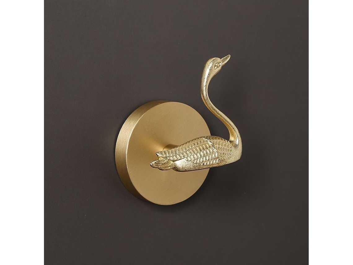 Cabide de Latão Dourado em Formato Animal, Cabide de Latão Maciço para Roupas, Cabide para Porta /parte Traseira BRILVIBERA (cisne)