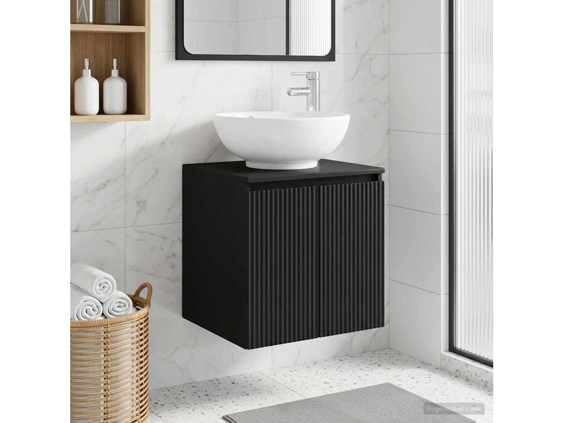 Vidaxl Vaidade Com Pia Suspensa Preto 49,5 X 44,5 X 65 Cm
