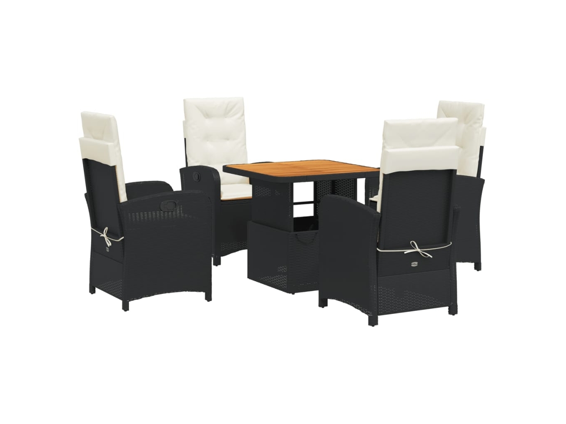 Garden Dining Set, Garden Dining Sets Vidaxl Preto Rattan / Vime (80 Cm Table Length)