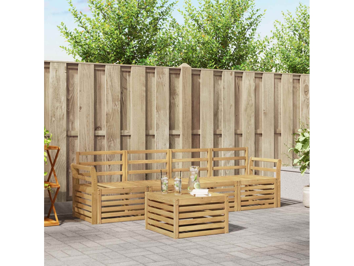 Vidaxl Conjunto De Sofás Para Exterior 5 Unid. Branco