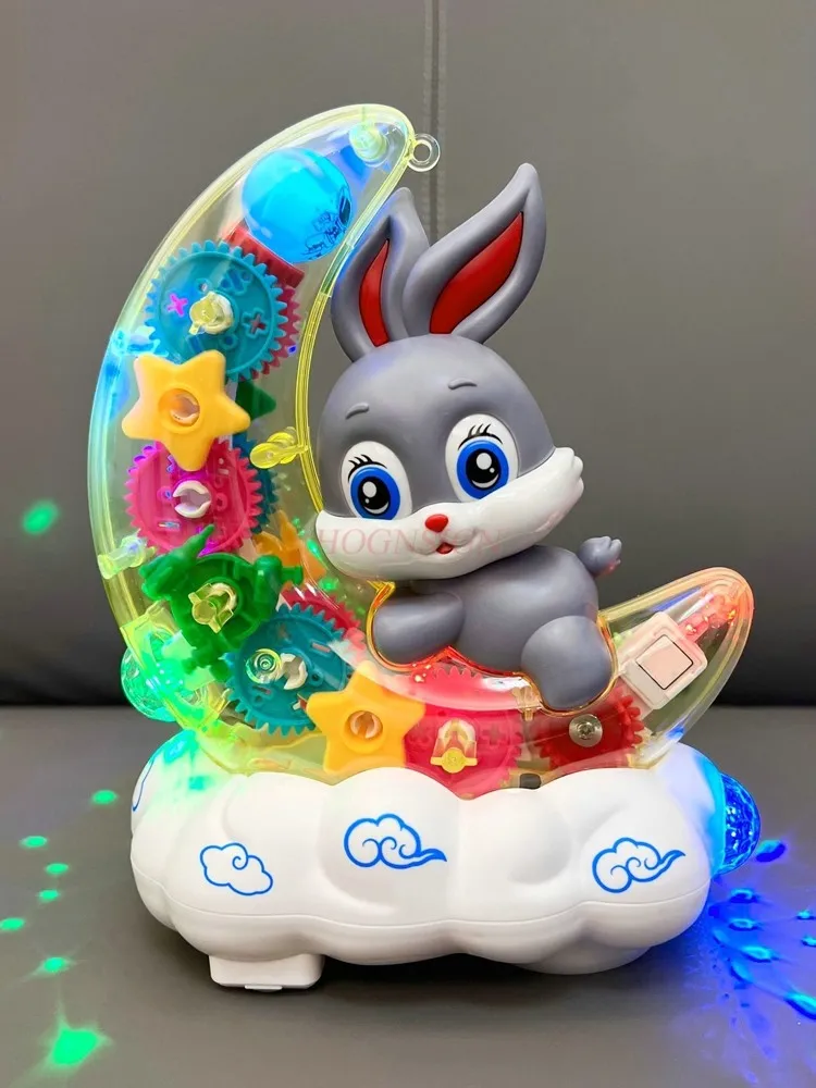 Brinquedo Infantil Coelho Da Lua Com Engrenagem Elétrica Transparente