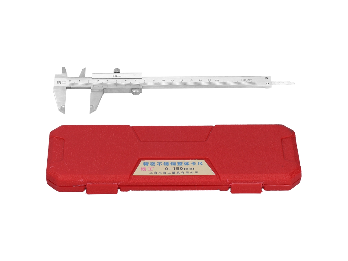 Paquímetro Vernier 4 em 1 em aço inoxidável, precisão de 0,02 mm, 0-150 mm, ferramenta de medição industrial