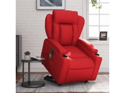 Vidaxl Poltrona Reclinável Elevatória Elétrica Couro Artif. Vermelho