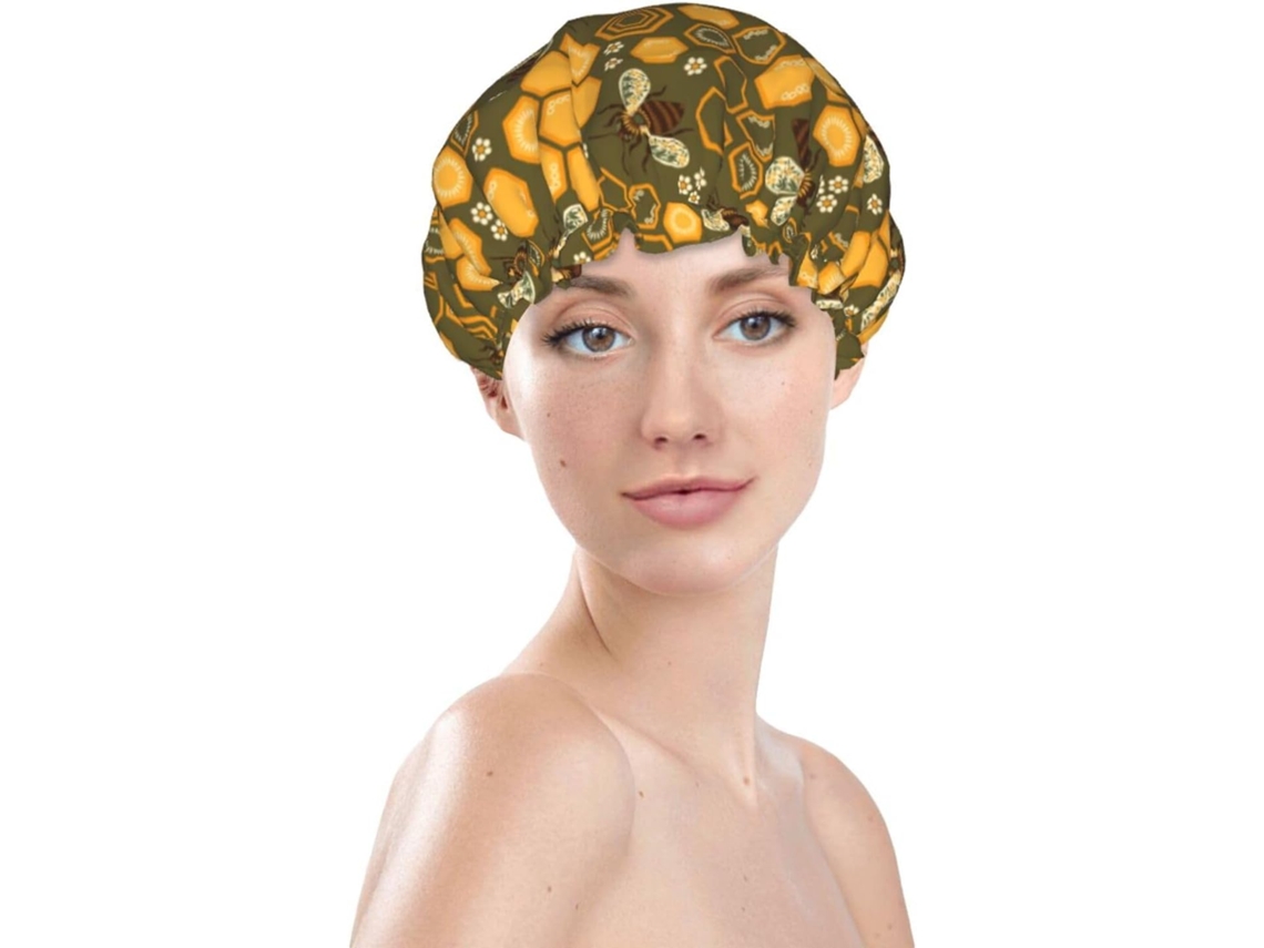 Touca De Banho Feminina, Reutilizável, Impermeável, Dupla Camada, Com Elástico, Ideal Para Cabelos Longos E Com Cera De