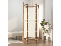 Vidaxl Divisória/biombo Com 3 Painéis Dobráveis 120 Cm Bambu E Lona