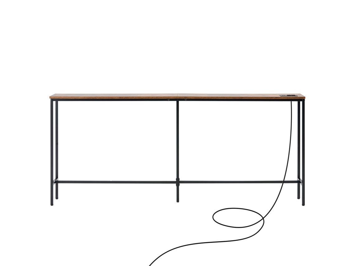 Mesa De Console Estreita Succebuy De 1 Andar, 180 X 20 X 80 Cm, Marrom E Preto