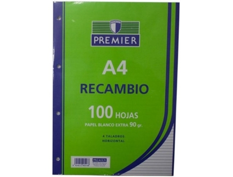 Livro Recambio A4 100h 4 Taladros 90g Cuad.5x5 C/m Premier De Desconocido (espanhol)