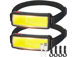Lanterna Frontal Led Cob Recargável Usb 2000 Lúmenes Impermeável IpX4, 2 Unidades para Acampamento, Manutenção e Trabalho ao Ar Livre | S/MARCA