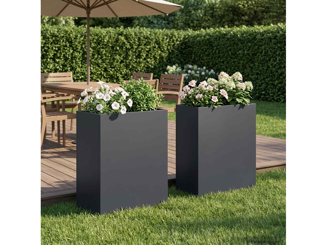Vidaxl Vaso De Jardim 2 Unid. Antracite 40 X 20 X 40 Cm