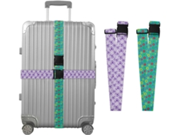 Conjunto De 2 Cintas Bagagem Roxas Com Estampa Floral Colorida Fogos Artifício, Resistentes E Ajustáveis Para Mala Bolsa