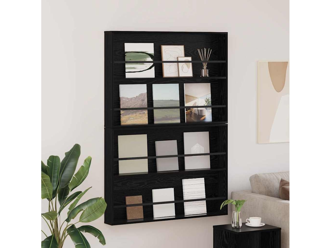 Vidaxl Estante De Revistas 2 Pcs Carvalho Preto 100 X 12 X 70 Cm