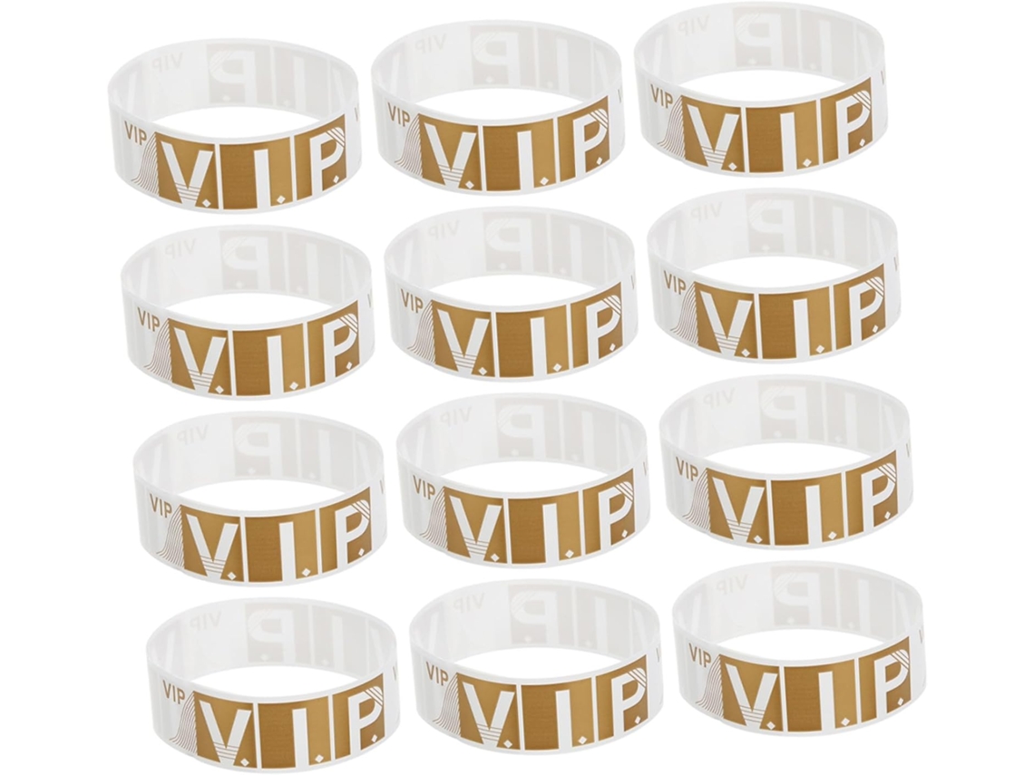 Pacote Villcase com 100 pulseiras VIP à prova d'água com superfície sólida para eventos, brindes de papel sintético, ideias para