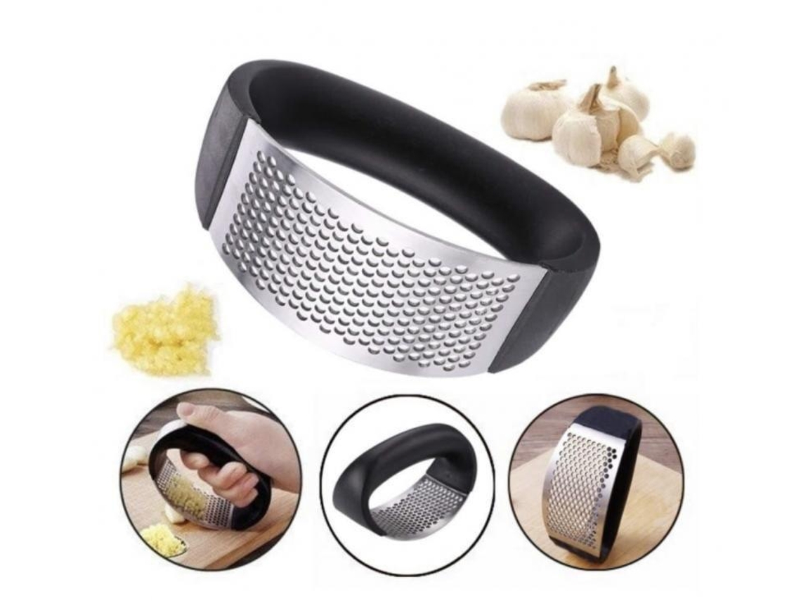 Lurelia Prensa Para Alho 1 Peça Aço Inoxidável 10 Cm Preto Cozinha