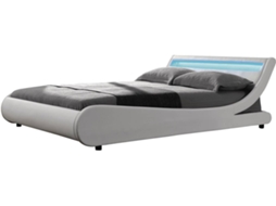 Cama HABITAT ET JARDIN LED Natacha Branco (160x200 cm - PVC e PU)
