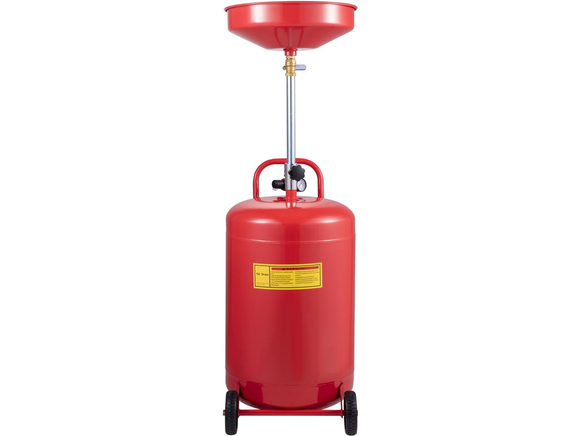 Tanque de Drenagem Óleo Usado 80 L Recipiente Portátil Transferência Combustível e Fluídos Altura do Funil Ajustável com Válvula Reguladora Pressão