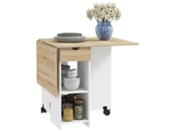 Mesa de Cozinha Dobrável Melamina de Madeira Cor Carvalho e Branco 120x72x75 cm Homcom