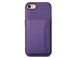 Capa Em Tpu Textura De Gémeo, Com Suporte E Porta-cartões Para Apple Iphone 7 / 8 / Se (2020) / Se (2022) - Roxo