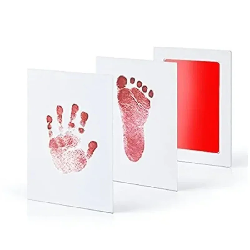 (vermelho) Kit Faça-você-mesmo para Impressões de Mãos e Pés de Recém-nascidos, Incluinada Almofada de Tinta E Moldura, como Lembrança.