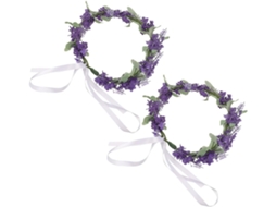 Conjunto De 2 Coroas De Flores De Lavanda Violeta Escuro