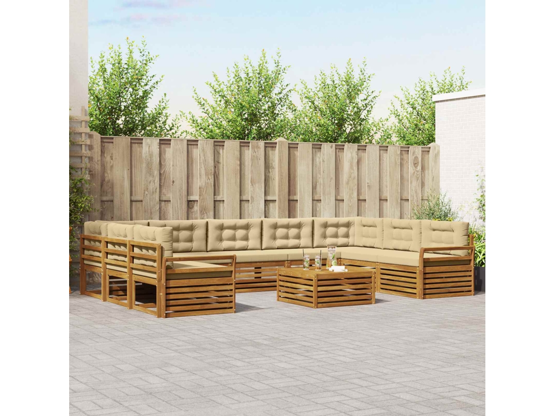 Vidaxl Conjunto De Sofás Para Exterior 10 Pcs Natural E Bege