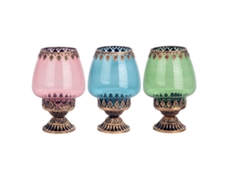 Pacote de castiçais 3 unidades vasos de decoração e castiçais multicoloridos 18x12x12 cm BY SIGRIS