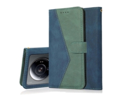 Capa De Couro Com Costura Bicolor Para Xiaomi 12s Ultra