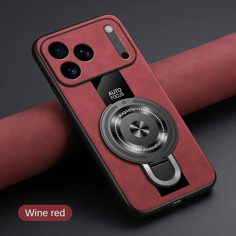 (vermelho, Iphone 14 Pro) Capa Para Celular Com Toque Em Fibra Fosca, Suporte De Anel Magnético E Proteção Contra Impactos.
