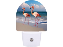 Luz Noturna Led Com Sensor Quarto, Banheiro, Corredor, Com Design De Flamingo Na Praia, Quarto Ideal, Banheiro