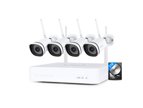 Kit de Videovigilância Wifi Nvr com 4 Câmaras FOSCAM