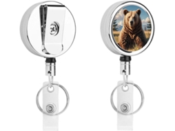 Divertido Porta Crachá Retrátil Com Carimbo Urso, Com Clipe E Chaveiro Ideal Enfermeiros Outros Profissionais