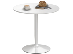 Mesa de Jantar Redonda Mesa de Cozinha para 2 Pessoas com Base de Aço e Almofada Antiderrapante Ø80x75 Cm Branco Ge