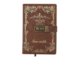 Libro de Contraseñas Diario Con Candado Estilo Europeo Vintage Portátil Exquisito para Escribir Café