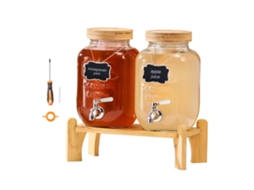 Dispenser De Bebidas 3,8 L Para Festas Em Vidro Com Suporte 2 Unidades Vevor
