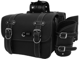 Bolsa lateral impermeável para motocicleta, ideal para uso externo, com base em couro PVC.
