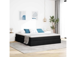 Vidaxl Cama Com Arrumação E Colchão Preto 160 X 200 Cm Poliéster